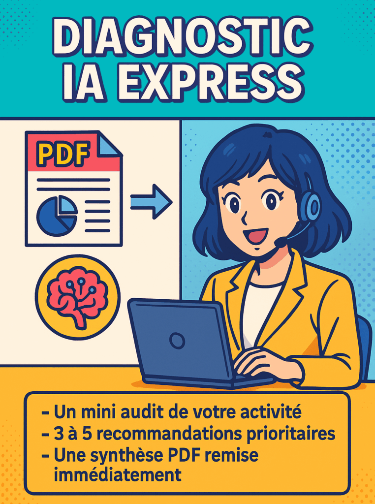 Consultante IA réalisant un Audit IA Express pour identifier les opportunités d’automatisation